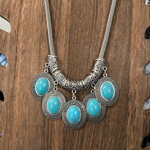 3/$18 RSVP TURQUOISE/SILVER/BLACK NECKLACE- NEW - LOT 479